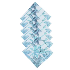 White & Turquoise Napkins Palm Tree Printed Cotton Cloth - Image 4