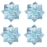 White & Turquoise Napkins Palm Tree Printed Cotton Cloth - Image 5