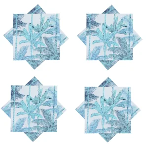 White & Turquoise Napkins Palm Tree Printed Cotton Cloth - Image 5