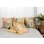16" Beige Color Cushion Cover Patchwork Decor