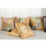 16" Beige Color Cushion Cover Patchwork Decor - Image 2