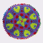 16" Blue Embroidered Cushion Cover - Image 2