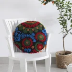 16" Decorative Cotton Sofa Round Embroidered Cushion Cover