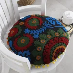 16" Decorative Cotton Sofa Round Embroidered Cushion Cover - Image 3