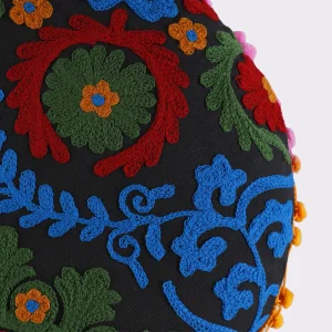 16" Decorative Cotton Sofa Round Embroidered Cushion Cover - Image 4