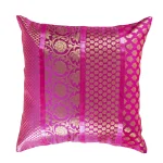 16" Pink Brocade Silk Cushion Cover - Image 2