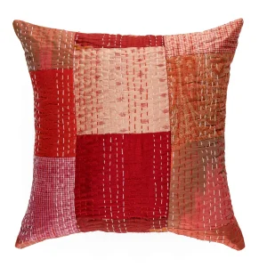 16" Red Colorful Silk Kantha Decorative Sofa Cushion Cover - Image 3