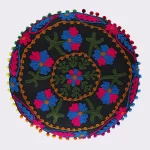 16" Round Embroidered Black Cushion Cover - Image 2