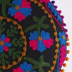 16" Round Embroidered Black Cushion Cover - Image 3