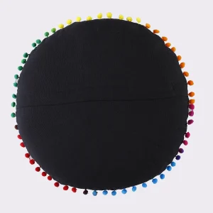 16" Round Embroidered Black Cushion Cover - Image 4