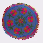 16" Round Embroidered Cushion Cover (Blue) - Image 2