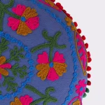 16" Round Embroidered Cushion Cover (Blue) - Image 4