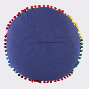 16" Round Embroidered Cushion Cover (Blue) - Image 5