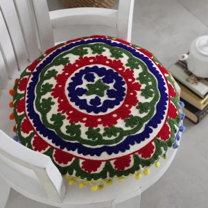 16" White Embroidered Cushion Cover - Image 3
