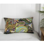 Beautiful Black Paisley Print Kantha Cotton Pillow Cover