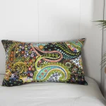 Beautiful Black Paisley Print Kantha Cotton Pillow Cover - Image 2