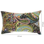 Beautiful Black Paisley Print Kantha Cotton Pillow Cover - Image 5