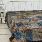Black Queen Size Patchwork Silk Quilt 90"x108" Inch
