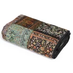 Black Queen Size Patchwork Silk Quilt 90"x108" Inch - Image 3