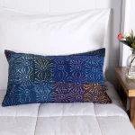 Blue Flower Printed Cotton Pillow Case 20"x12" - Image 2