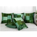 Green Silk Patchwork Kantha Work Cushion Covers - Image 2