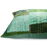 Green Silk Patchwork Kantha Work Cushion Covers - Image 4