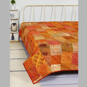 Handmade Kantha Quilt Home Bed Decor Queen Bedspread - Image 4