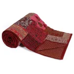 Handmade Kantha Quilt Maroon Color Bedspread - Image 2