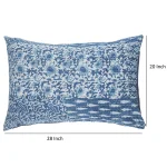 Handmade Kantha Quilted Pillow Cover Indigo Blue Floral Print - Image 6