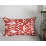 Handmade Red Ikat Print Cotton Cushion Cover