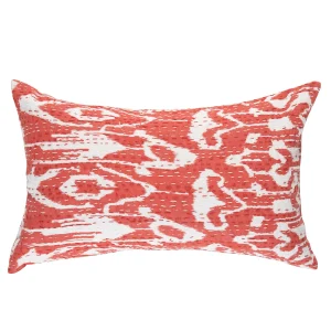 Handmade Red Ikat Print Cotton Cushion Cover - Image 3