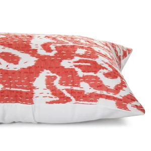 Handmade Red Ikat Print Cotton Cushion Cover - Image 4