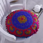 Home Decor Blue Fabric Embroidered Cushion Cover - Image 3