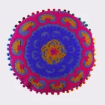 Home Decor Blue Fabric Embroidered Cushion Cover - Image 2