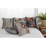 Home Sofa Decor Grey Patchwork Cushion Cover Set