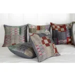 Home Sofa Decor Grey Patchwork Cushion Cover Set - Image 2