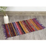 Indian Cotton Chindi Purple Rug Mat 60x90 cm Door Mat