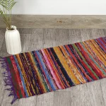Indian Cotton Chindi Purple Rug Mat 60x90 cm Door Mat - Image 2