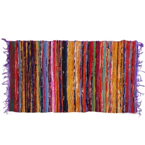 Indian Cotton Chindi Purple Rug Mat 60x90 cm Door Mat - Image 3