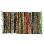 Indian Cotton Rag Green Dari Dyed Chindi Rug - Image 3