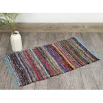 Indian Decorative Turquoise Chindi Area Runner / Rug