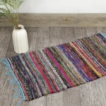 Indian Decorative Turquoise Chindi Area Runner / Rug - Image 2