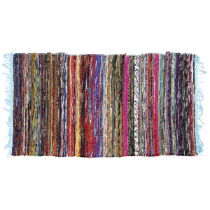 Indian Decorative Turquoise Chindi Area Runner / Rug - Image 3