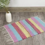 Indian Handmade Dari White Cotton Chindi Rug - Image 2