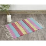 Indian Handmade Dari White Cotton Chindi Rug