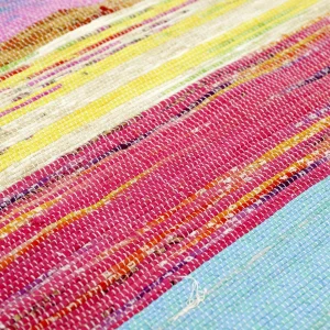 Indian Handmade Dari White Cotton Chindi Rug - Image 4