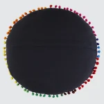 Indian Handmade Pom Pom Lace Decor Round Cushion Cover - Image 5