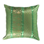 Indian Silk Brocade Cushion Cover Green Color - Image 2