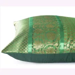 Indian Silk Brocade Cushion Cover Green Color - Image 3