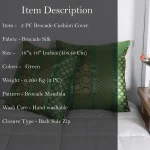 Indian Silk Brocade Cushion Cover Green Color - Image 4